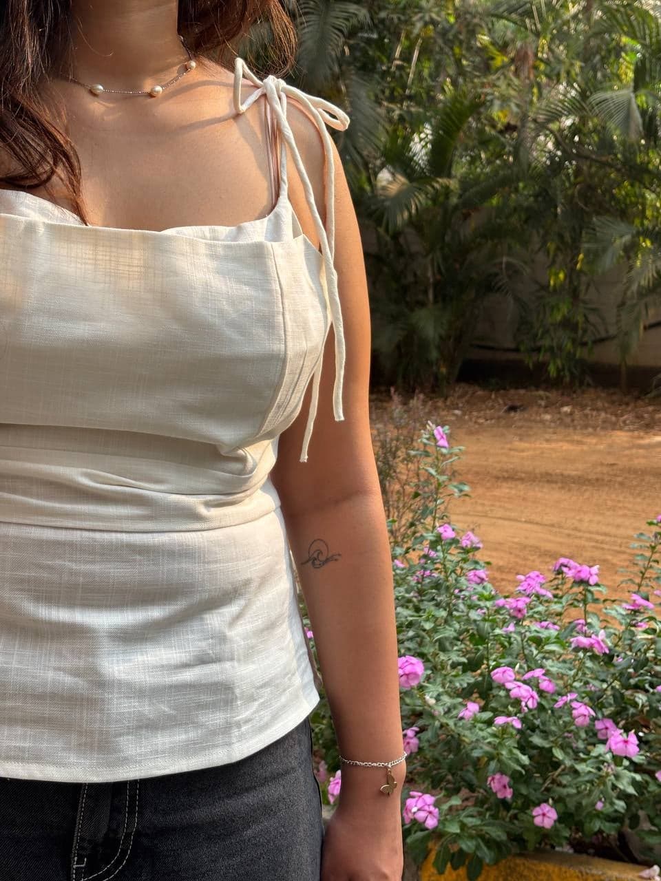 Softwave — Ivory Tie-Shoulder Top